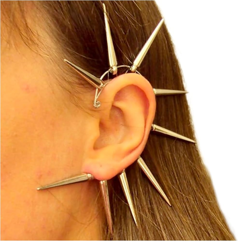 Amazon.com: Spiked Ear Cuff Handmade Silver Large Punk Rock Ear